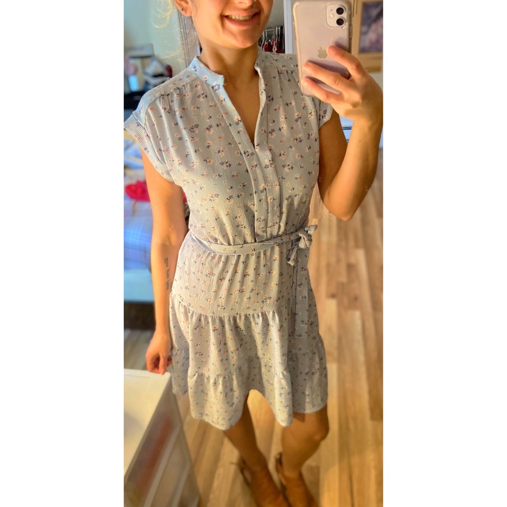 Monteau Sky Blue Floral Mid Length Dress 🌸